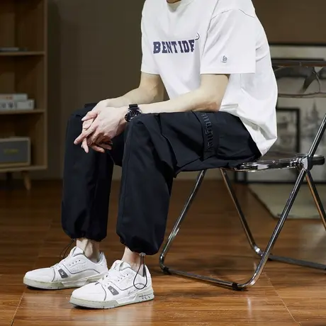 唐狮春秋潮牌休闲裤男士美式复古显瘦直筒长裤宽松裤子男商品大图