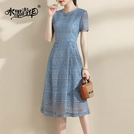 【1件7.9折】夏季新品连身裙修身裙子气质蕾丝裙百搭收腰连衣裙女商品大图