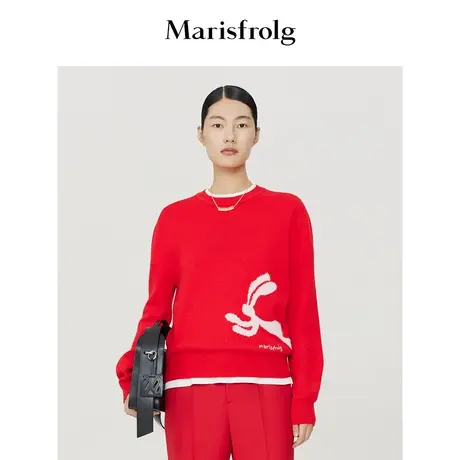 【云兔系列】玛丝菲尔兔子毛衣春装新款纯羊毛宽松毛衣慵懒风商品大图