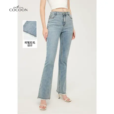 MISSCOCOON复古水洗直筒牛仔裤女24春新款高腰休闲裤商品大图