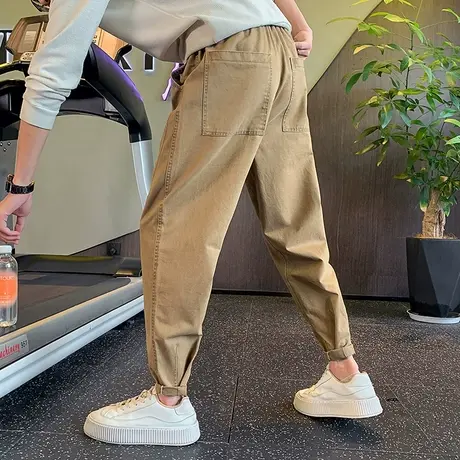 秋冬季运动休闲工装裤男2023新款个性纯色ins潮牌宽松小脚哈伦裤商品大图