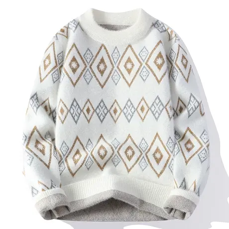 水貂绒毛衣男士半高领秋冬季中领宽松加绒加厚慵懒高级感保暖衣服商品大图