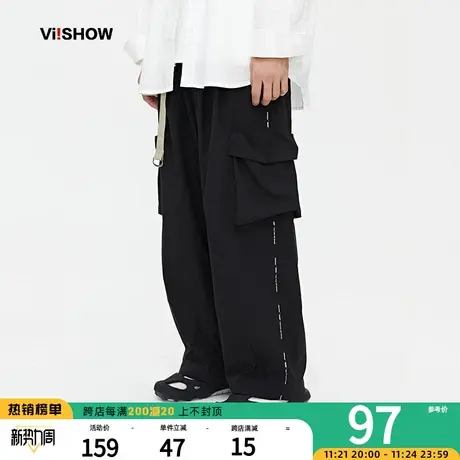 VIISHOW裤子男ins潮牌直筒休闲裤秋季新款哈伦裤宽松百搭复古长裤商品大图