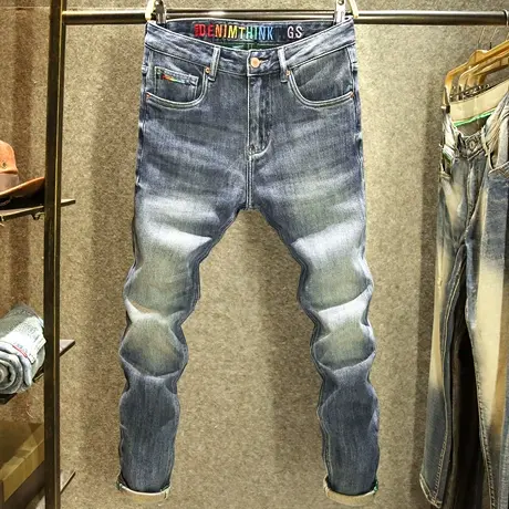 男士百搭水洗复古休闲牛仔裤男小直筒裤高端潮流秋冬2024新款长裤图片