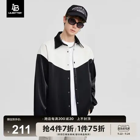 Lilbetter男士衬衫新款PU皮衬衣百搭外套美式复古男装长袖寸衫潮图片