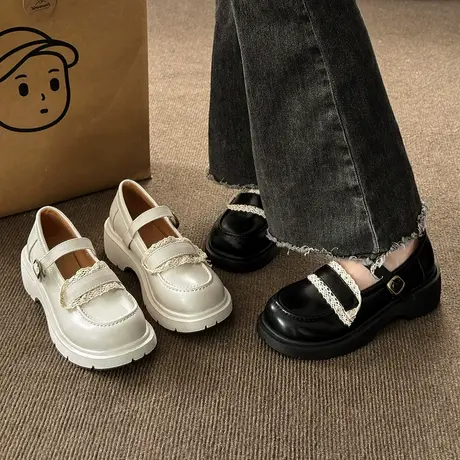 白色玛丽珍女鞋可爱萌妹单鞋配裙子小皮鞋厚底春季日系百搭jk鞋子商品大图