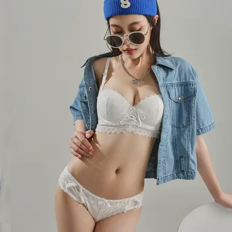内衣套装女聚拢小胸加厚收副乳聚拢上托防下垂蕾丝文胸夏季胸罩商品大图