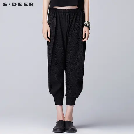 s.deer【商场同款】圣迪奥流动折痕显瘦束脚廓形嘻哈裤S17280828商品大图