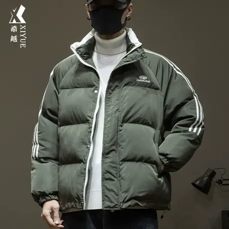 希越美式立领棉衣男冬季新款加棉加厚保暖外套宽松大码男士面包服商品大图