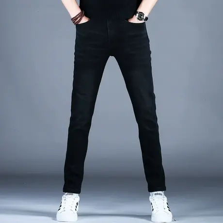 男士黑色弹力牛仔裤男潮牌2023新款小脚修身裤子潮流高档大牌秋冬图片