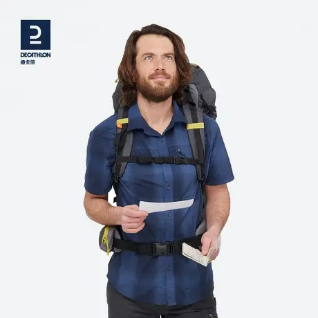 迪卡侬夏季休闲户外透气衬衫男宽松运动透气男士薄款短袖ODT2图片