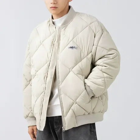 男士菱格棉衣男冬季新款刺绣棉服男款夹棉加厚情侣装外套冬款棉袄图片