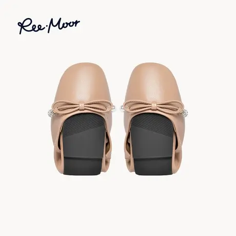 REEMOOR睿慕2024年春新款舒适平底鞋真皮浅口单鞋蝴蝶结蛋卷鞋女商品大图