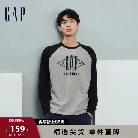 【欧阳娜娜同款】Gap男女装春秋撞色高级运动长袖T恤情侣装841247图片