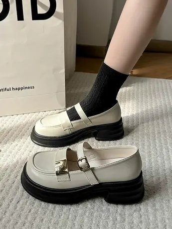 小皮鞋女松糕厚底英伦风玛丽珍女鞋2024新款春秋日系jk百搭乐福鞋商品大图