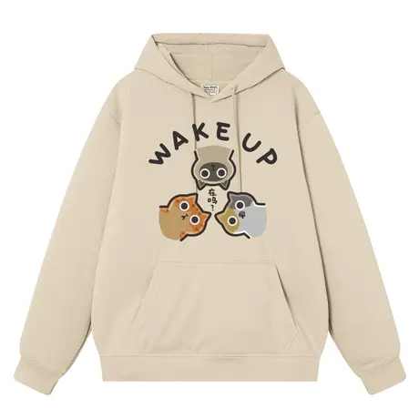 秀洛在吗凝视三猫暹罗猫三花猫大橘猫宽松连帽套头卫衣男情侣帽衫商品大图