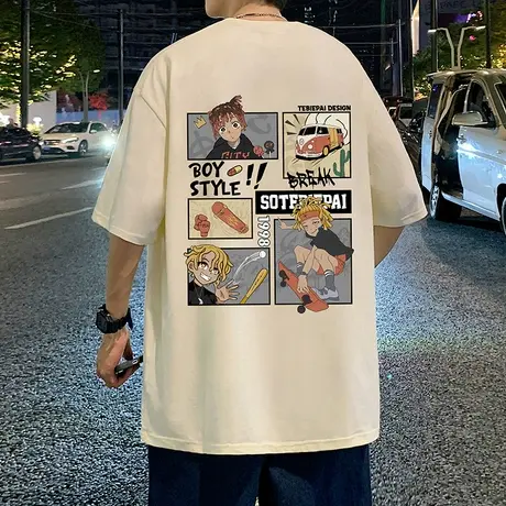 纯棉短袖T恤男夏季2024新款宽松美式高街半袖潮牌体恤男生上衣服t商品大图