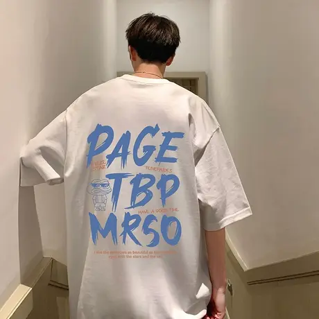 纯棉短袖t恤男夏季美式半袖oversize宽松潮流2024新款休闲体恤ins图片
