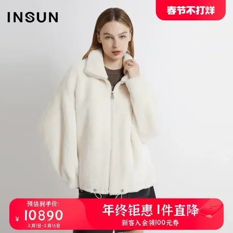 INSUN恩裳冬季抽绳拉链短款外套商品大图