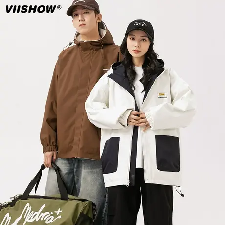 VIISHOW冲锋外套男2024新款春季夹克防水工装派克服两面穿外套商品大图
