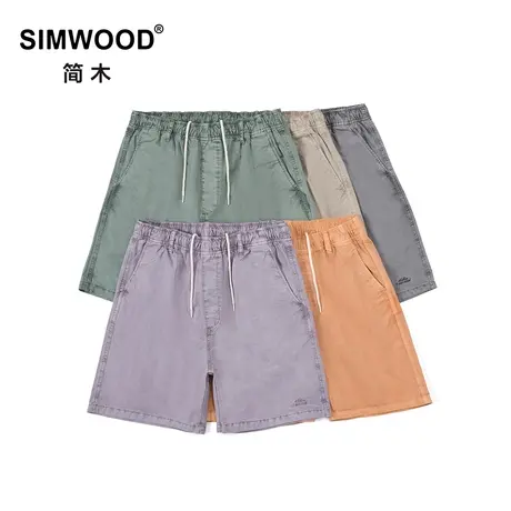Simwood简木男装【宽松版型】新款180g成衣染色复古休闲五分短裤商品大图