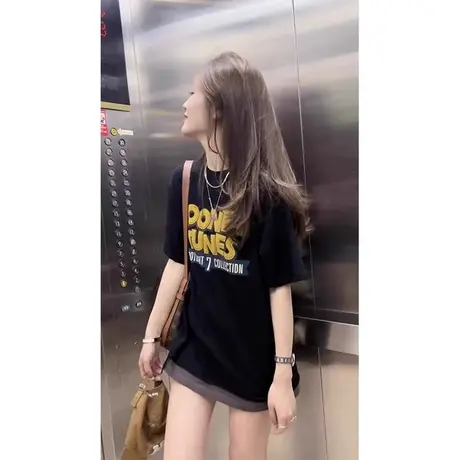 黑色短袖2024新款设计感小众爆款夏季高级上衣t恤女小个子半袖潮商品大图