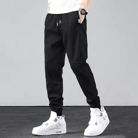 休闲长裤子男春秋款黑色运动裤宽松潮流抽绳小脚束脚九分卫裤百搭商品大图