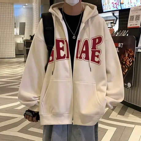 美式连帽卫衣外套男秋冬季潮牌宽松ins潮流帽衫港风重磅拉链开衫商品大图