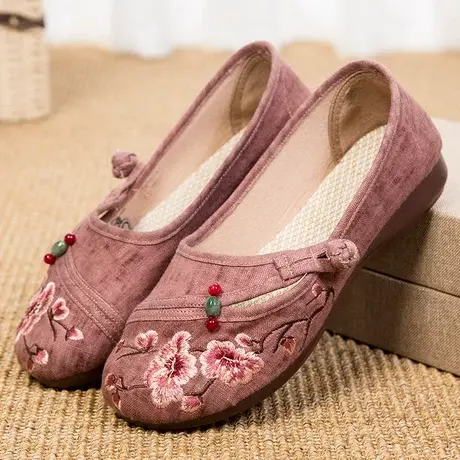 老北京布鞋女新款老年人绣花鞋女士禅鞋子干活佛系鞋子禅意风女鞋商品大图