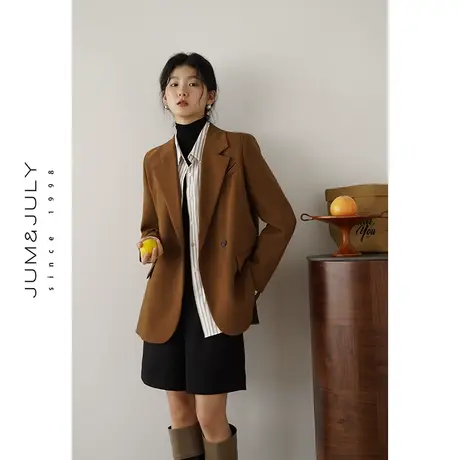 嘉茱莉2023秋季新款复古西装外套女薄款休闲小西服外套设计感小众图片