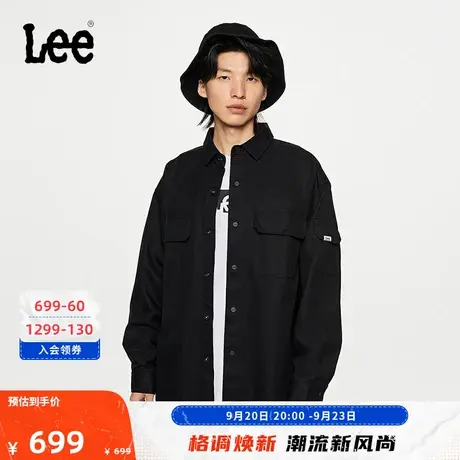 Lee商场同款23秋冬新品舒适版黑色多口袋男长袖衬衫LMT006259201图片