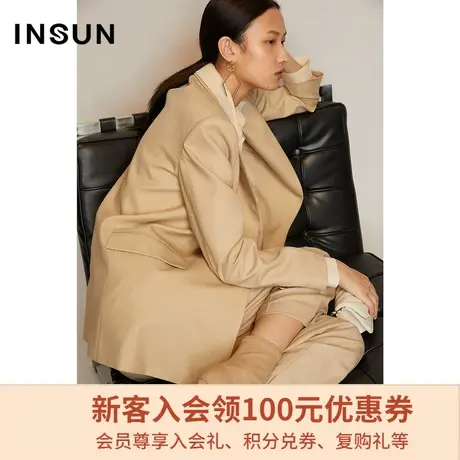 恩裳秋季设计师联名款都市摩登绵羊毛宽松长袖西装外套图片