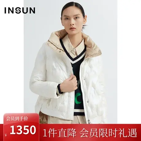 恩裳2023年早春新品直充贴合发泡工艺珠光感白色羽绒服女商品大图