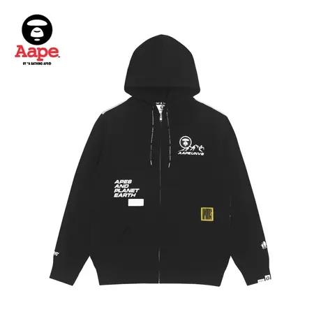 Aape旗舰店男装秋冬猿颜印花刺绣潮流图案连帽卫衣外套3835XXH商品大图