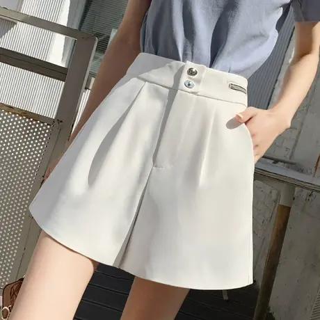 高腰a字短裤女夏2022年新款显瘦直筒a字阔腿裤高级宽松遮肉五分裤商品大图