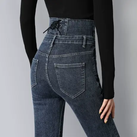 小脚牛仔裤女显瘦2023年春季新款高腰设计感弹力紧身百搭铅笔裤子图片