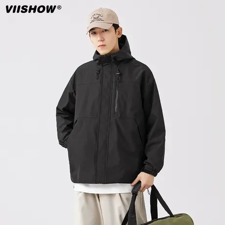 VIISHOW连帽夹克男春秋季休闲百搭上衣男休闲冲锋夹克日系外套男商品大图
