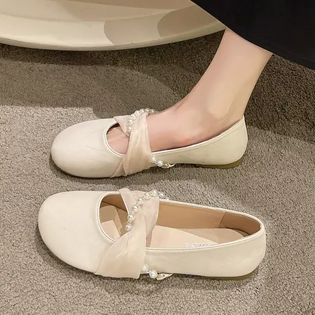 玛丽珍鞋2023年春夏季新款百搭浅口平底搭配裙子单鞋女四季豆豆鞋商品大图