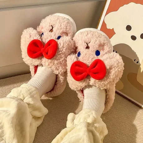 踩屎感棉拖鞋女秋冬季室内家居可爱厚底保暖家用毛绒月子棉拖女款商品大图