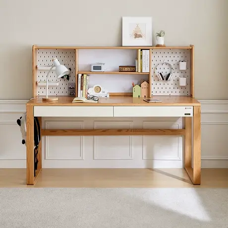 全友家居儿童实木书桌架北欧风卧室书房大容量储物书桌椅子DW7007商品大图