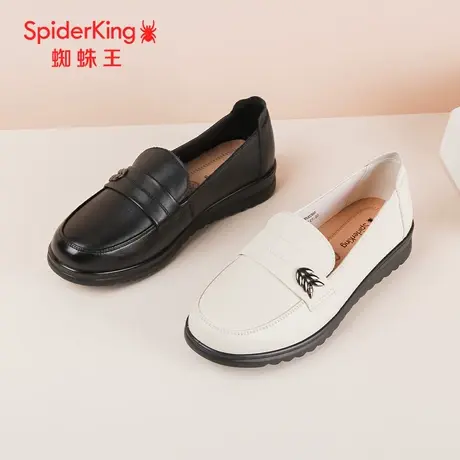 SPIDER KING/蜘蛛王乐福鞋真皮2024春商场新款女鞋老人鞋软底舒适图片