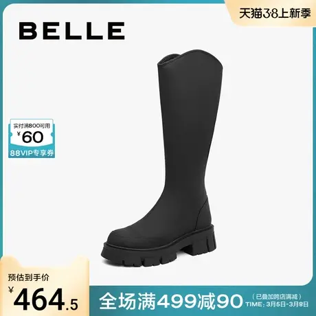 百丽弹力靴22冬长靴新款商场长筒靴厚底瘦瘦靴Y5Q2DDG2图片