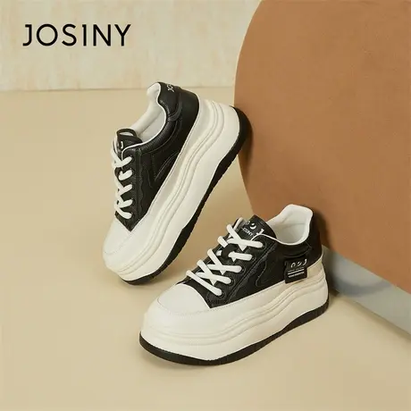 Josiny/卓诗尼休闲板鞋女2024新款春季百搭帆布鞋舒适平底乐福鞋商品大图