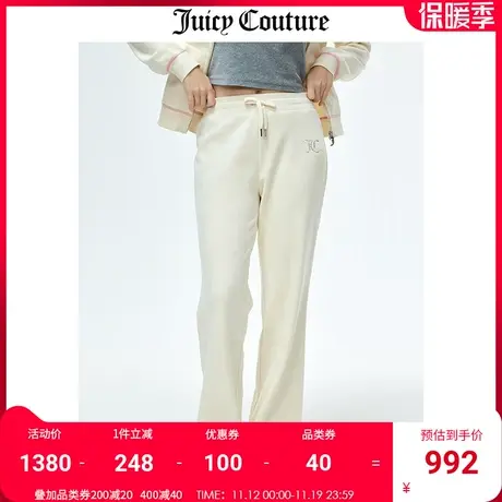 Juicy Couture橘滋休闲裤女冬季新款美式宽松直筒显瘦天鹅绒长裤商品大图