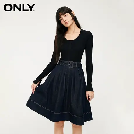 ONLY2023冬季新款时尚气质百搭针织拼接百褶连衣裙女|123442006图片