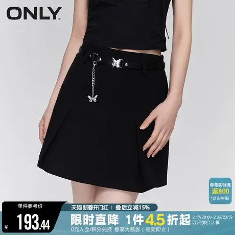 ONLY2023冬季新款百搭时尚高腰腰带纯色短款半身裙女|123216003图片