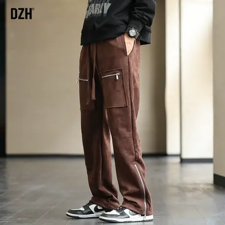 男士休闲长裤宽松直筒裤男显腿长工装裤咖啡色裤子ins高街潮秋季商品大图