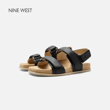 Nine West/玖熙贴贴拖女2025夏季新款真皮魔术贴拖鞋沙滩运动凉鞋图片