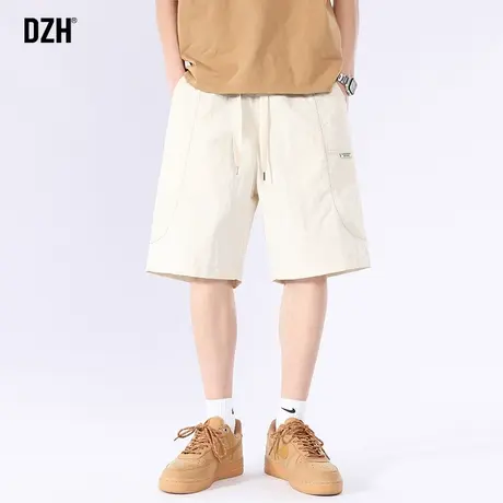 男生米白色短裤男款夏季运动潮牌裤子2023新款休闲五分裤百搭中裤商品大图