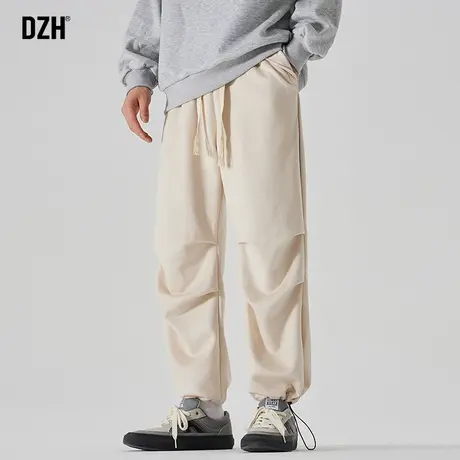 男士麂皮绒束脚裤子男秋季宽松运动裤2023新款直筒卫裤休闲裤男款商品大图